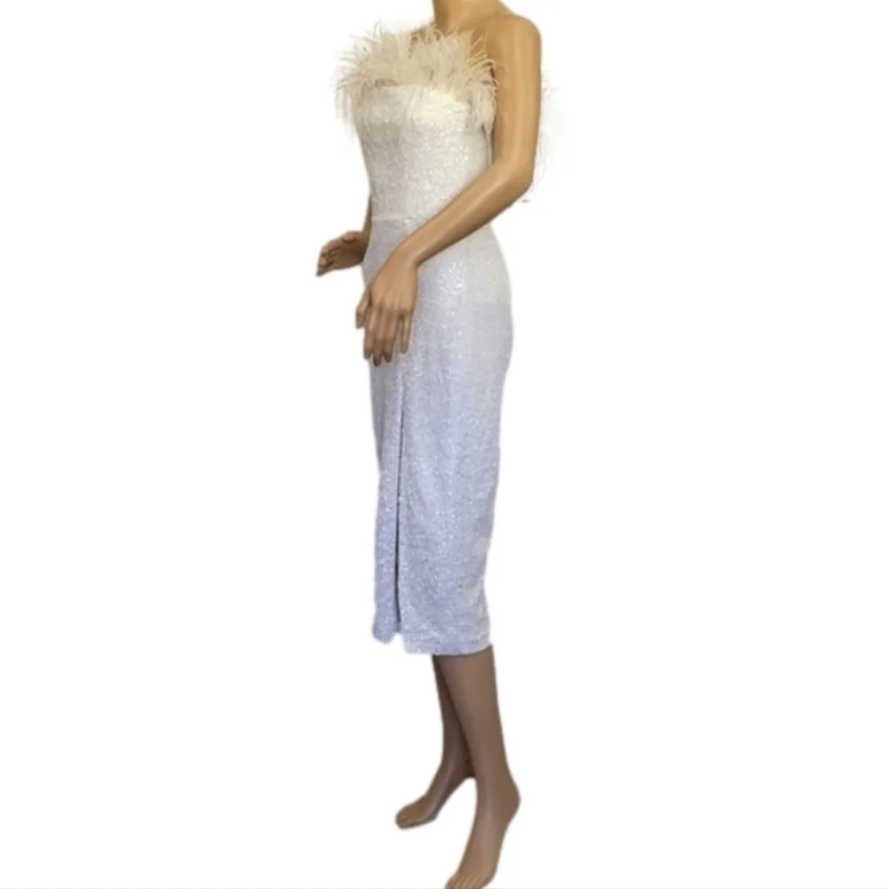 Amanda Uprichard Liz Feather Trim Strapless Dress XS - Picture 11 of 11